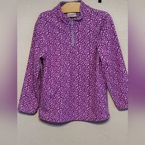 Hanna Andersson 120 US 6/7 fleece pullover half zip top purple animal print